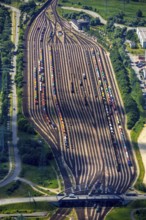 Freight yard, marshalling yard, marshalling yard Alte Süderelbe Altenwerder, Hamburg harbour, Elbe,