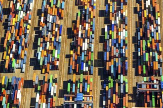 Straddle carrier, container transporter, container port Hamburg, CTA, Container Terminal