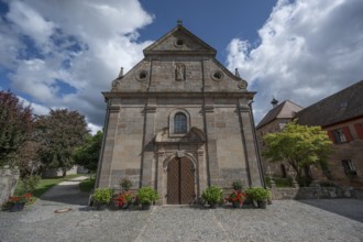 Baroque façade of St. Mary's Pilgrimage Church, third largest fortified church in Germany, built
