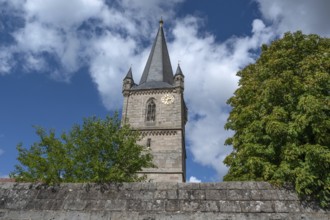 Tower of St. Mary's Pilgrimage Church, the third largest fortified church in Germany, built from
