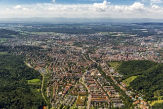 Overview of Freiburg, Freiburg im Breisgau, Breisgau, Baden-Württemberg, Germany, Europe, aerial