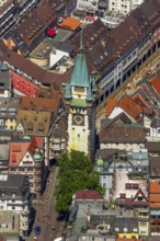 Old town of Freiburg with Schwabentor, Freiburg im Breisgau, Breisgau, Baden-Württemberg, Germany,