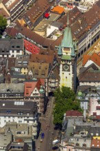 Old town of Freiburg with Schwabentor, Freiburg im Breisgau, Breisgau, Baden-Württemberg, Germany,