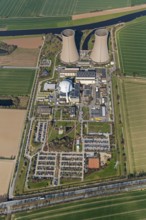 Nuclear power plant Grohnde, nuclear power plant, nuclear power plant on the Weser, cooling towers,