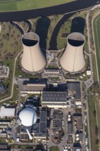 Nuclear power plant Grohnde, nuclear power plant, nuclear power plant on the Weser, cooling towers,