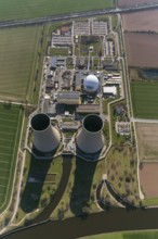 Nuclear power plant Grohnde, nuclear power plant, nuclear power plant on the Weser, cooling towers,