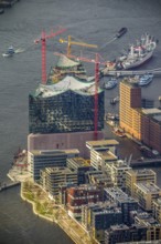 Construction site of the ElbPhilharmonie Hamburg, Philharmonie, Speicherstadt Hamburg, Elbe,