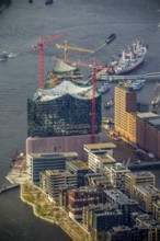 Construction site of the ElbPhilharmonie Hamburg, Philharmonie, Speicherstadt Hamburg, Elbe,