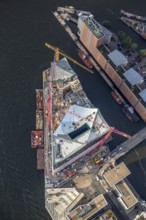 Construction site of the ElbPhilharmonie Hamburg, Philharmonie, Speicherstadt Hamburg, Elbe,