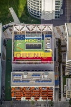 Sports facilities on a roof in HafenCity, Hamburg, Germany, Europe, aerial view, birds-eyes view,