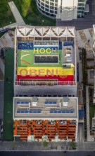 Sports facilities on a roof in HafenCity, Hamburg, Germany, Europe, aerial view, birds-eyes view,