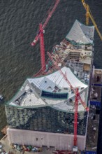Construction site of the ElbPhilharmonie Hamburg, Philharmonie, Speicherstadt Hamburg, Elbe,