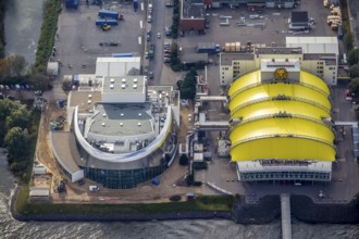 Stage Theatre Hamburg, Lion King Musical, Hamburg harbour, Hamburg, Germany, Europe, aerial view,