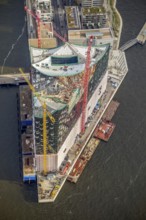 Construction site of the ElbPhilharmonie Hamburg, Philharmonie, Speicherstadt Hamburg, Elbe,