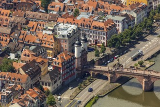 Old Town of Heidelbeerg, Old Bridge and Tor tor of the Aöten Bridge, Heidelberg,