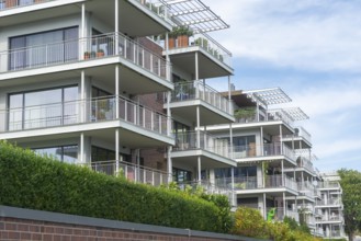 Modern buildings on the Kiel Fjord, Baltic Sea, Kiel, Holtenau district, architecture, row,