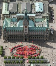 Hamburg City Hall, The Parliament of the Free and Hanseatic City of Hamburg, red pavilions in front