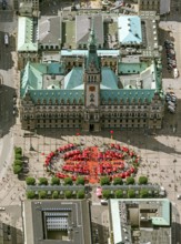 Hamburg City Hall, The Parliament of the Free and Hanseatic City of Hamburg, red pavilions in front
