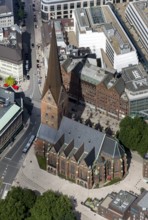Main Church of St. Peter, Hamburg, Germany, Europe, aerial view, birds-eyes view, aerial
