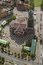 Tower of St Michael's Church, St Michael's Church, Hamburg, Germany, Europe, aerial view,