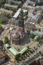 Tower of St Michael's Church, St Michael's Church, Hamburg, Germany, Europe, aerial view,