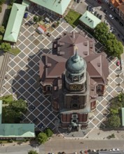 Tower of St Michael's Church, St Michael's Church, Hamburg, Germany, Europe, aerial view,