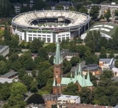 Rothenbaum Sport GmbH, Rothenbaum Arena, in front of Johanniskirche, Hamburg, Germany, Europe,