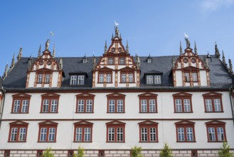 Town house on the market square, late Renaissance, detail, Coburg, Upper Franconia, Franconia,