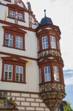 Oriel am Stadthaus, detail, Spitalgasse, Coburg, Upper Franconia, Franconia, Bavaria, Germany