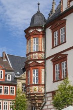 Oriel am Stadthaus, detail, market square, Coburg, Upper Franconia, Franconia, Bavaria, Germany