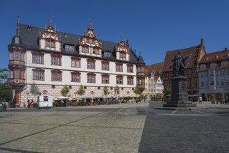 Prince Albert monument next to the town house, late Renaissance, market square, Coburg, Upper