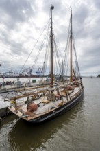 Historic sailboats in the museum harbor Övelgönne, Altona, Hamburg, Germany