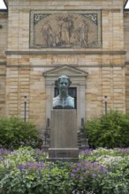 Wahnfried House, Richard Wagner Museum, in front of Ludwig II, Bust, Bayreuth, Upper Franconia,