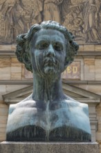 Wahnfried House, Richard Wagner Museum, in front of Ludwig II, Bust, Bayreuth, Upper Franconia,
