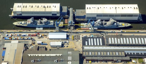 Warships in Hamburg harbour, Destroyer, Hamburg harbour, Elbe, Hamburg, Free and Hanseatic City of