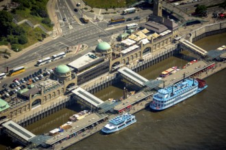 Landungsbrücken with the excursion boat Lousiana Star, Hamburg harbour, Elbe, Hamburg, Free and