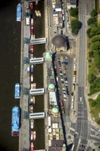 Landungsbrücken, Hamburg harbour, Elbe, Hamburg, Free and Hanseatic City of Hamburg, Germany,