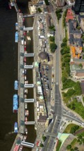 Landungsbrücken, Hamburg harbour, Elbe, Hamburg, Free and Hanseatic City of Hamburg, Germany,