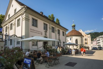 Historic tavern, beer garden, Bregenz, Lake Constance, Vorarlberg, Austria