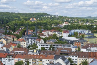 View of the city from the new town hall, the festival hill with the festival house in the back,