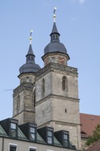 Church towers, Holy Trinity, Stadtkirche, Bayreuth, Upper Franconia, Franconia, Bavaria, Germany