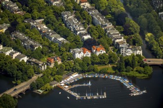 Outer Alster with villa district and marina distant view, Alster jetty Bobby Reich, Hamburg, Free