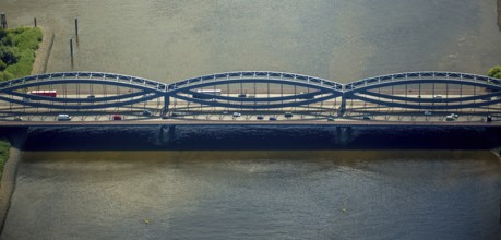 Steel construction of the Free Harbour Elbe Bridge over the Norderelbe, Hamburg Harbour, Elbe,