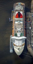 Cruise terminal, Unilever House cruise ship Queen Mary 2, Hamburg harbour, Elbe, Hamburg, Free and