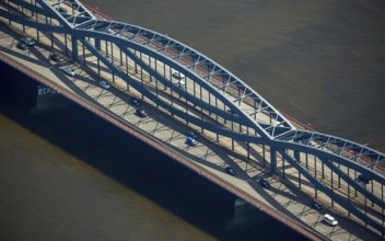 Steel construction of the Free Harbour Elbe Bridge over the Norderelbe, Hamburg Harbour, Elbe,
