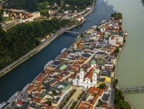 Old town of Passau with St Stephen's Cathedral on the cathedral square as the seat of the Bishop of
