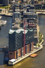 Elbphilharmonie with Hafencity, Speicherstadt, UNESCO World Heritage Site, Hamburg harbour, Elbe,