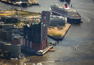 Elbphilharmonie with Hafencity, Speicherstadt, UNESCO World Heritage Site, cruise terminal,