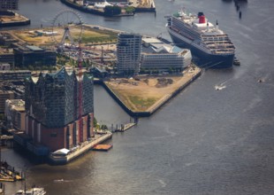 Elbphilharmonie with Hafencity, Speicherstadt, UNESCO World Heritage Site, cruise terminal,