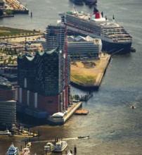 Elbphilharmonie with Hafencity, Speicherstadt, UNESCO World Heritage Site, cruise terminal,